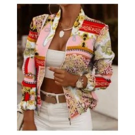 Women's Long-sleeved Zipper Decorated Cardigan Jacket Small Coat