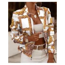 Women's Long-sleeved Zipper Decorated Cardigan Jacket Small Coat