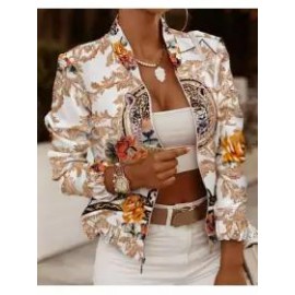 Women's Long-sleeved Zipper Decorated Cardigan Jacket Small Coat