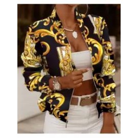 Women's Long-sleeved Zipper Decorated Cardigan Jacket Small Coat