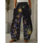 Casual Christmas Print Pocket Loose Pants Women