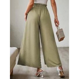 Summer Bow Loose High Waist Pleated Wide Leg Pants With Belte