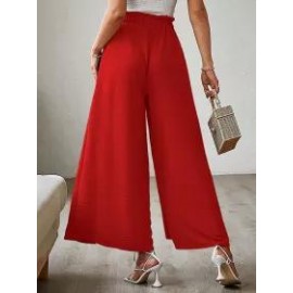 Summer Bow Loose High Waist Pleated Wide Leg Pants With Belte