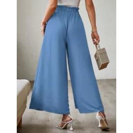 Summer Bow Loose High Waist Pleated Wide Leg Pants With Belte