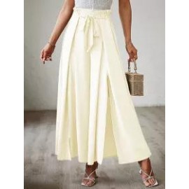 Summer Bow Loose High Waist Pleated Wide Leg Pants With Belte