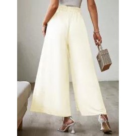Summer Bow Loose High Waist Pleated Wide Leg Pants With Belte