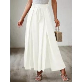 Summer Bow Loose High Waist Pleated Wide Leg Pants With Belte