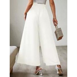 Summer Bow Loose High Waist Pleated Wide Leg Pants With Belte