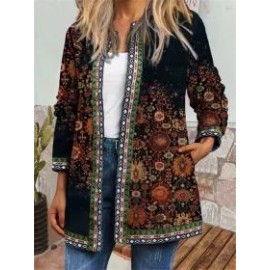 Vintage Ethnic Print Long Sleeve Jacket