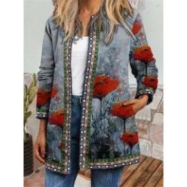 Vintage Ethnic Print Long Sleeve Jacket