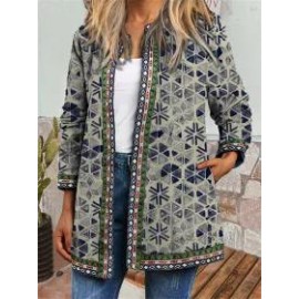 Vintage Ethnic Print Long Sleeve Jacket