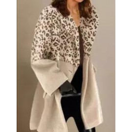 Vintage Plain Long Sleeve Pockets Plus Size Casual Outwear