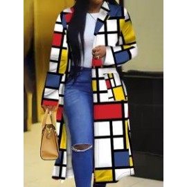 Oversized Plaid Print Jacket