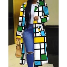 Oversized Plaid Print Jacket