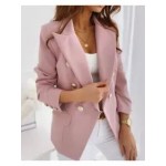 Solid Color Double Breasted Blazer