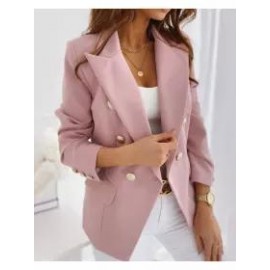 Solid Color Double Breasted Blazer