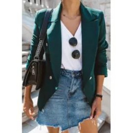 Solid Color Double Breasted Blazer