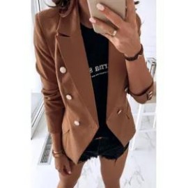 Solid Color Double Breasted Blazer