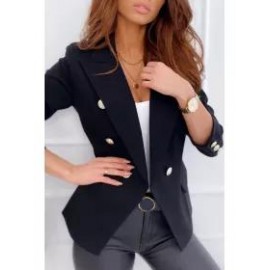 Solid Color Double Breasted Blazer