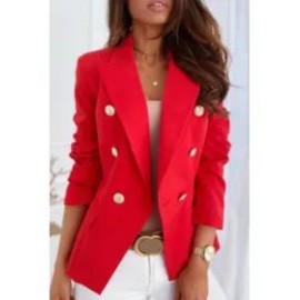 Solid Color Double Breasted Blazer