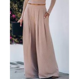 Loose Casual Solid Color Wide Leg Pants
