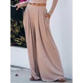 Loose Casual Solid Color Wide Leg Pants