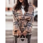 Long-sleeve Plaid Lace-up Jacket