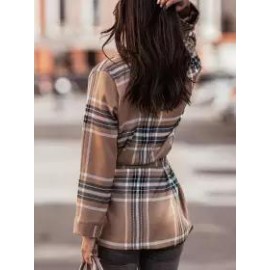 Long-sleeve Plaid Lace-up Jacket