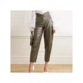 Nine-point Pants Irregular Waist, Thin Harlan High-waisted Old Leather Slacks