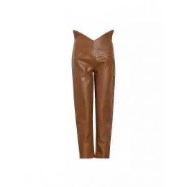 Nine-point Pants Irregular Waist, Thin Harlan High-waisted Old Leather Slacks
