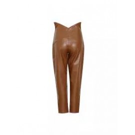 Nine-point Pants Irregular Waist, Thin Harlan High-waisted Old Leather Slacks