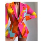 Fashion Irregular Color Block Stitching Small Suit