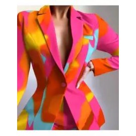 Fashion Irregular Color Block Stitching Small Suit