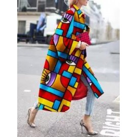Fashion Geometric Color Printed Jacket