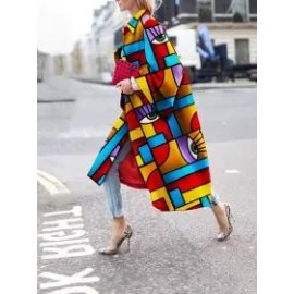 Fashion Geometric Color Printed Jacket