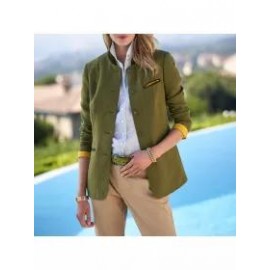 Ladies British Style Stand Collar Blazer