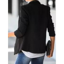 Casual Loose Solid Color Double Breasted Blazer