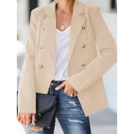 Casual Loose Solid Color Double Breasted Blazer