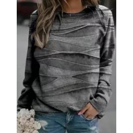 Gradient Print Long-Sleeved Round Neck Sweatshirt