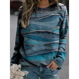 Gradient Print Long-Sleeved Round Neck Sweatshirt