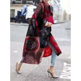 Women's Fashion Elegant Vintage Print Cocoon Cardigan Coat