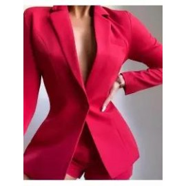 Women's Fashionable Simple Solid Color Waist Small Suit