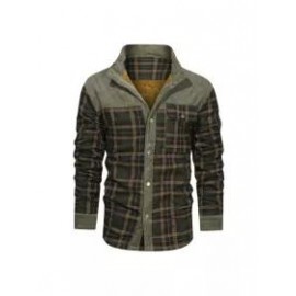 Men's Retro Check Pattern Stitching Warm Wanderer Jacket