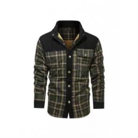 Men's Retro Check Pattern Stitching Warm Wanderer Jacket