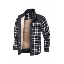 Men's Retro Check Pattern Stitching Warm Wanderer Jacket