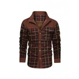 Men's Retro Check Pattern Stitching Warm Wanderer Jacket