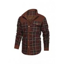 Men's Retro Check Pattern Stitching Warm Wanderer Jacket