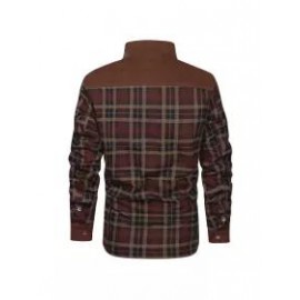 Men's Retro Check Pattern Stitching Warm Wanderer Jacket