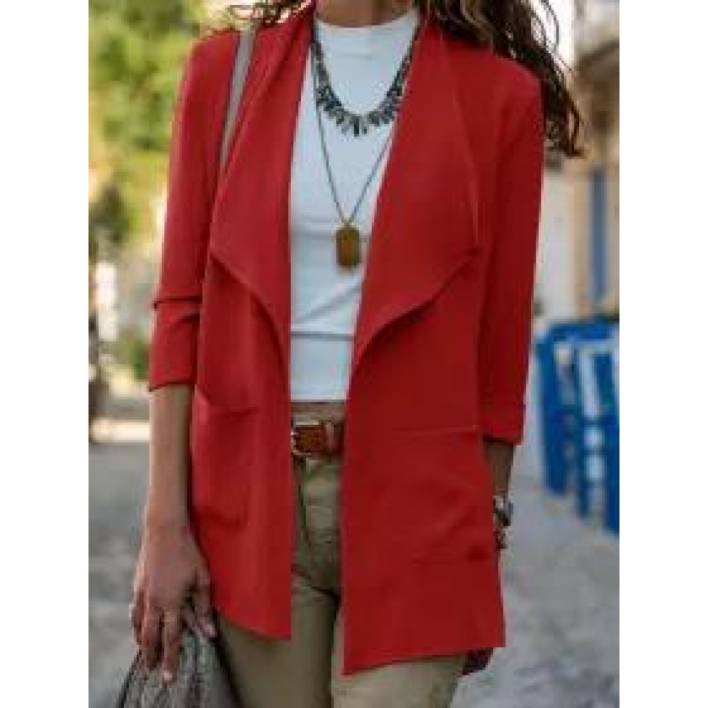 Solid Color Casual Two-pocket Cardigan Jacket Solid Color Casual Two-pocket Cardigan Jacket