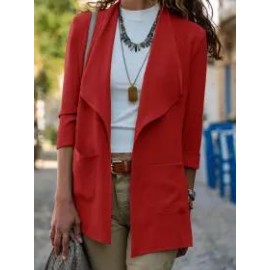 Solid Color Casual Two-pocket Cardigan Jacket